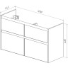 Тумба LEMARK COMBI 125 см под 2 раковины, подвесная/напольная, 4 ящика, планки-чёрный; корпус/фасад белый глянец LM03C125T-black