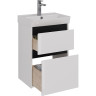 Тумба LEMARK COMBI 50 см под раковину, подвесная/напольная, 2 ящика, планки-чёрный; корпус/фасад белый глянец LM03C50T-black